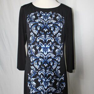 White House Black Market Black Floral Print Design Women's Large